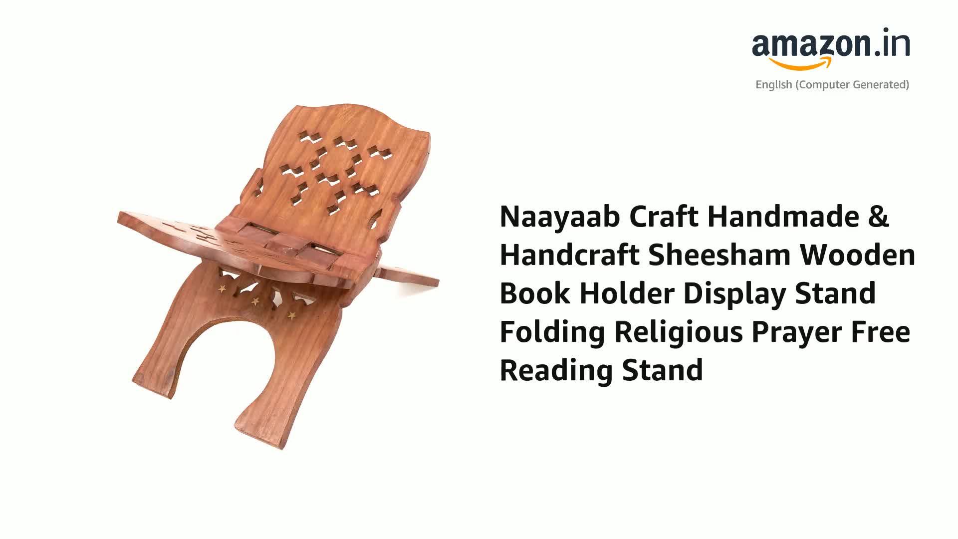 Handmade Wooden Holy Book Stand - Traditional Indian Book Rest For Prayer, Reading & Gifting (Brown, Design-2) - View #6
