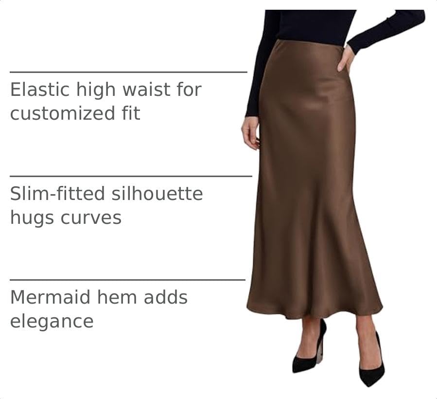  Women's Silk Satin Maxi Skirts Fall Clothes thumbnail