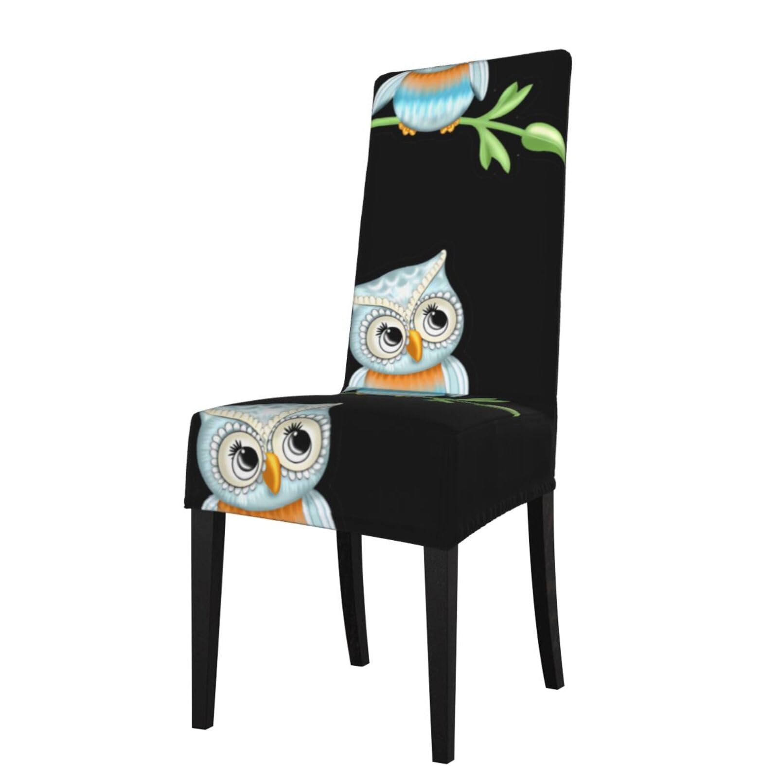 Yyhwhjde Black Cute Owl Prints Dining Chair Throw Covers - Stretchable Spandex Slipcovers For Chair Protection & Refreshing Your Dining Room
