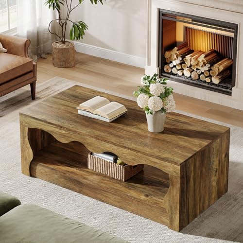 Tribesigns Rectangle Coffee Table, 47-Inch Farmhouse Coffee Table...