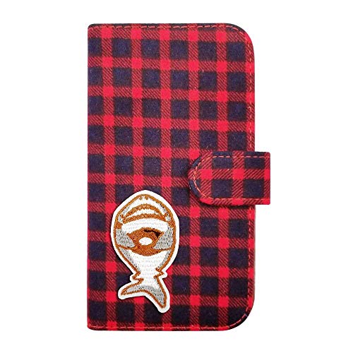 【moimoikka】 iPhone 17Pro アイフォン17プロ 対応 手帳型 ケース サメ 鮫 さめ シャーク (チェック01) チェック柄 千鳥柄 ファブリック 布 生地 動物 アニマル ワッペン 刺繍 可愛い おしゃれ PUレザー 合皮 ダイアリ