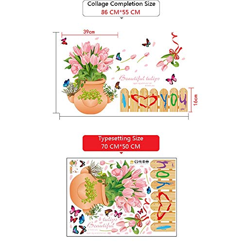 Zelfklevende Tulpenvaas Tuinhek Muurstickers Woonkamer Slaapkamer Kledingkast Kast Warm - Afbeelding 7