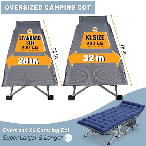 Slsy Oversized XXL Folding Camping Cot for Adults with Pad, Padded Portable Sleeping Cots, Camp Bed with Carry Bag for Outdoor Travel, Beach, Hiking by Slsy - Image 4