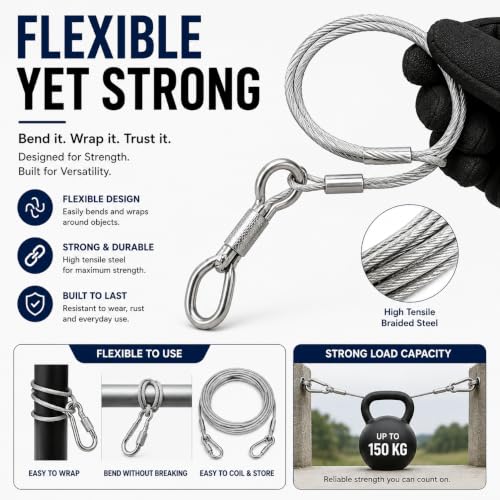 Image of TAZLYN Stainless Steel Clothesline Rope Steel Wire for Clothes Drying kapda sukhane ka rassi