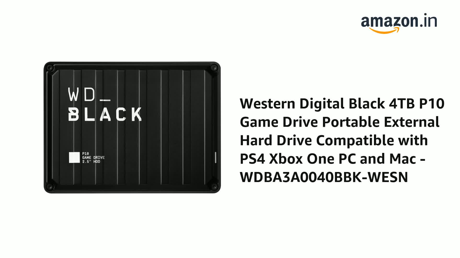 WD_Black 4Tb P10 Game Drive Portable External Hard Drive