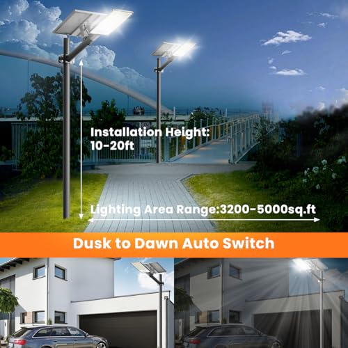 Bowite Solar Street Light Outdoor 6500K, Commercial Security Flood Light - image 3