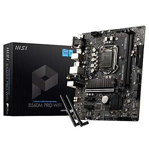 MSI B560M PRO WiFi Mainboard Micro-ATX, unterstützt Intel Core Prozessoren der 11. Generation, LGA 1200, 2 x DIMMs (5200MHz/OC), 1 x PCIe 4.0 x16, 1 x M.2 Gen4/3, 2.5G LAN, Wi-Fi 6