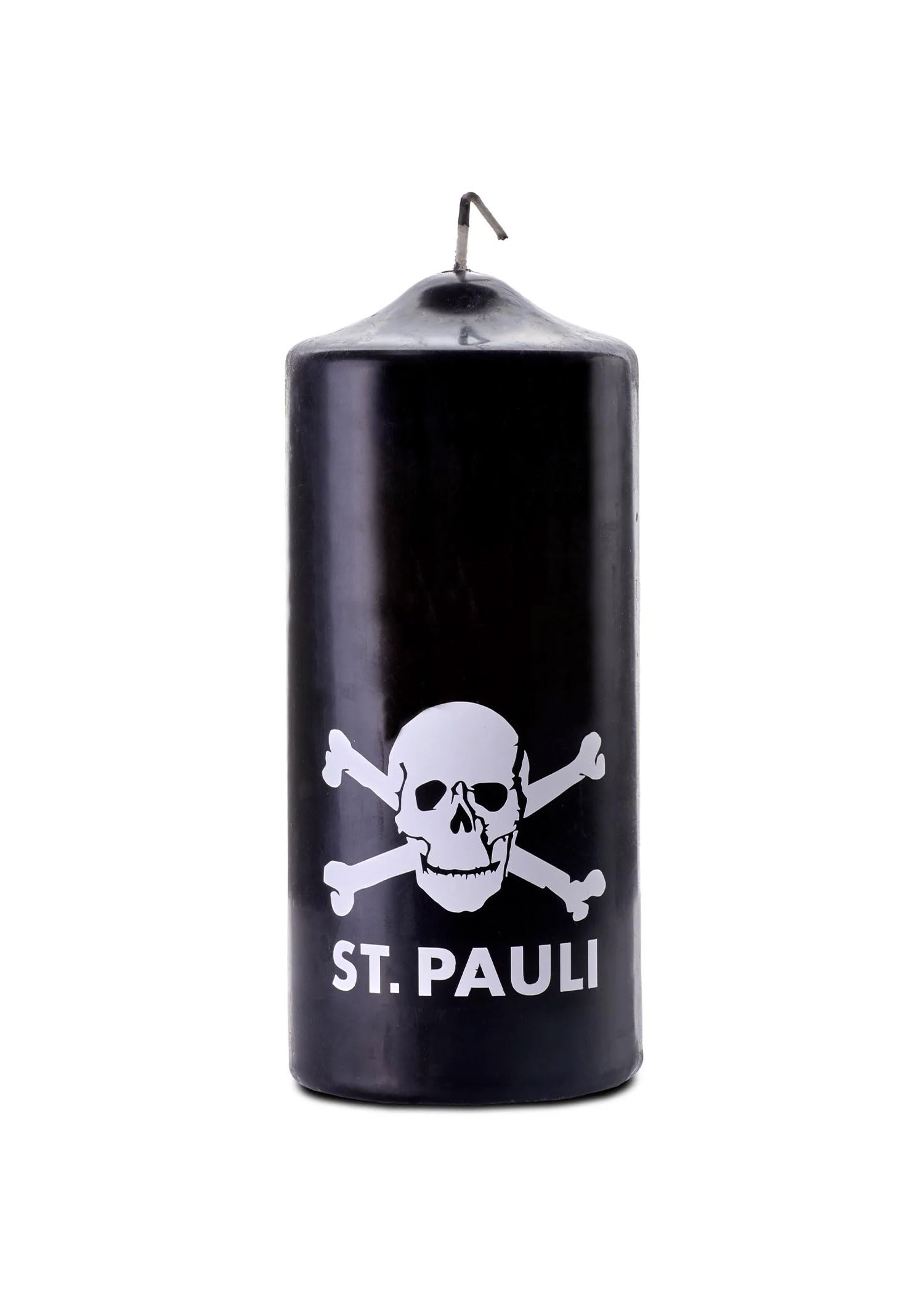 FC St. Pauli Kerze Totenkopf schwarz 18,5 cm - langlebige Wachskerze | lange Brenndauer