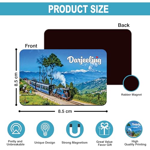 Image of Elegant Fridge Magnet with Themes |Rectangular Size Refrigerator Magnet with Magnetic Rubber Back | Pack of 1, 8.6cm X 5.4cm (Darjeeling)