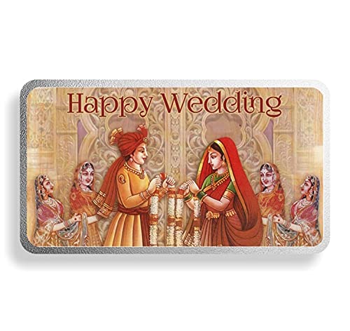 Happy Wedding 10 Gm Silver Bar Coloured (999) Pure Silver