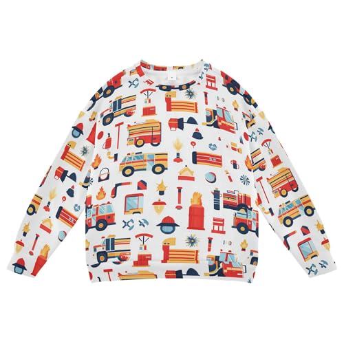 JUNZAN Fire Trucks Helmets Little Kids Hooded Sweatshirt Crewneck Fall Tops Shirts Party 4T