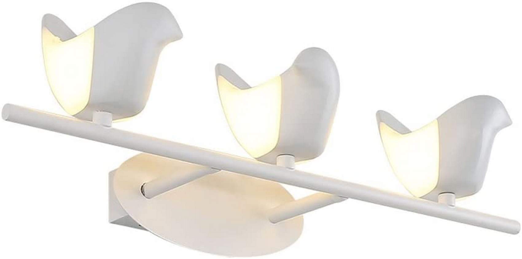 YZ-YUAN Creative Three Heads Children Room Birds Wall Lamp Northern Europe Living Room Bedroom Bedside White Iron Wall Light Acrylic LED Energy Saving Eye Romantic Decorations Lighting Fixtures