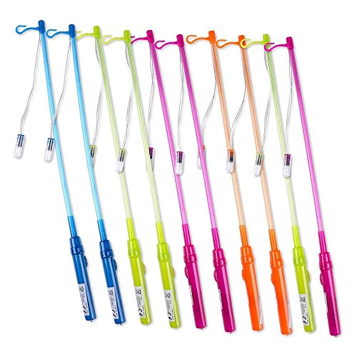 Juego de 10 palos portalinternas de Schramm Onlinehandel; con LED, 4 colores surtidos, aproximadamente 48 cm; para cumpleaños, procesiones, festival de la linterna, etc.