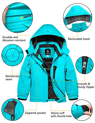 Image of GEMYSE Girl's Waterproof Ski Snow Jacket Hooded Fleece Lined Windproof Winter Jacket