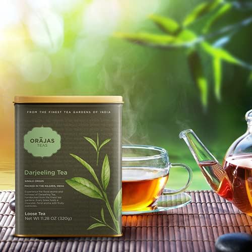Orajas Darjeeling Loose Leaf Black Himalayan Tea | Loose Darjeeling Tea Leaves - antioxidant Tea | Single Origin Tea, Packed at Source in India (11.28 Oz)