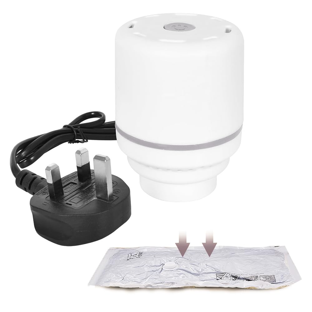 KBIBCK Vacuum Bag Electric Air Pump, 220V 30W Electric Vacuum Pump for VacuumStorage Bags, 3.8 cm Diameter Portable Vacuums Pump, Travel VacuumBag Pump for Clothes, Blankets, Cushions, Quilts (White)