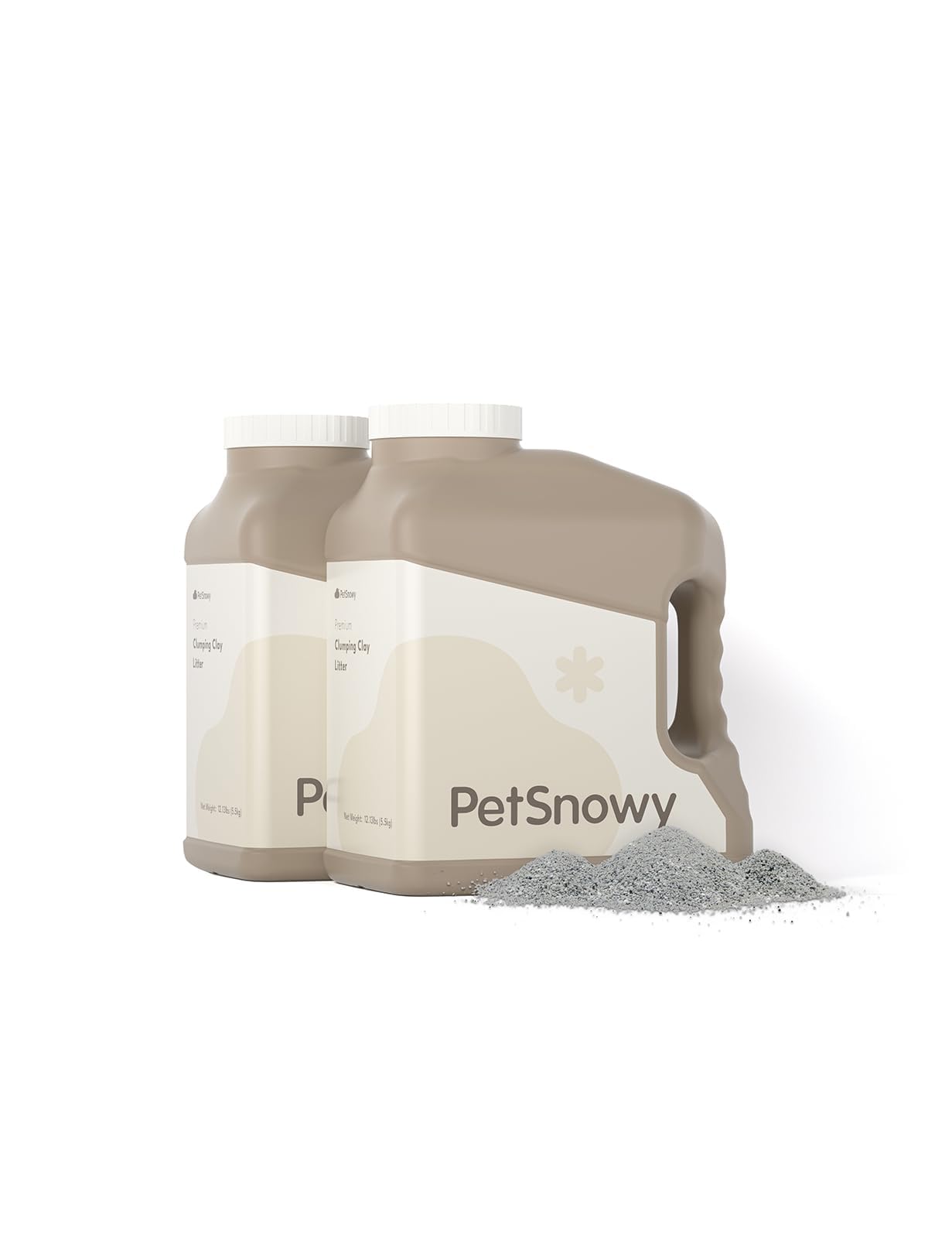 PetSnowy Klumpende Katzenstreu, 10,9 kg - 100% Naturton, Schnell Klumpend, Staubarm & Starke Geruchsbindung für Automatische und Herkömmliche Katzentoiletten