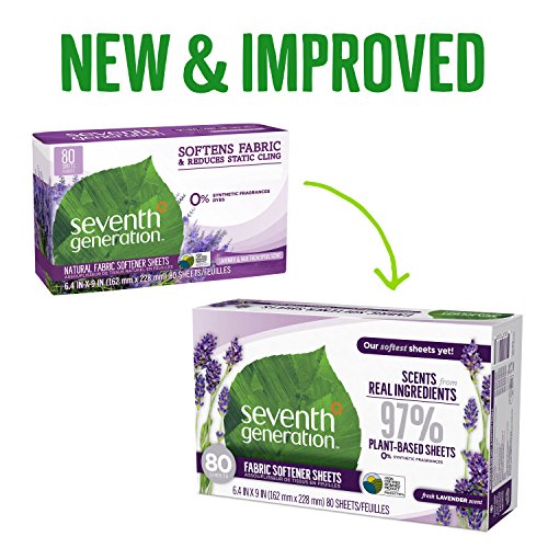 Seventh Generation Fabric Softener Sheets, Fresh Lavender Scent, 80 Count (Packaging May Vary) #TOP1