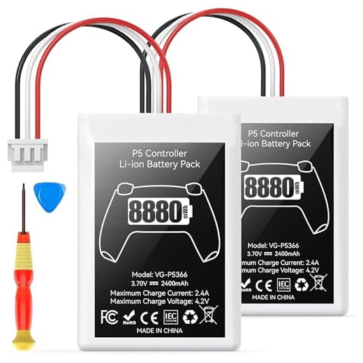 PS5 Controller Battery Pack, 2 Stück 8880mWh Li-Ionen Akku mit hoher Kapazität für Sony PS5 Controller CFI-ZCT1W, 53% mehr Ausdauer (Kapazität), Sicherer PS5 Controller Akku Ersatz