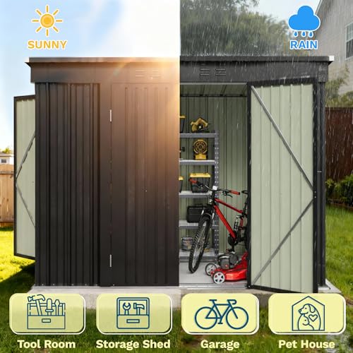 Patiowell 8x4 FT Outdoor Storage Shed, Metal Sheds with 3 Lockable Doors - Image 3
