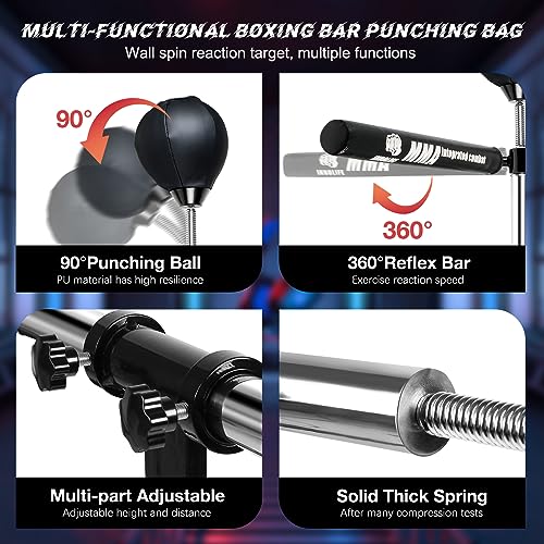 Image of INNOLIFE Wall Mount Boxing Bar MMA Boxing Speed Trainer Boxing Reflex Bar Boxing Equipment Boxing Spinning Bar with Punching Ball for Gym Home