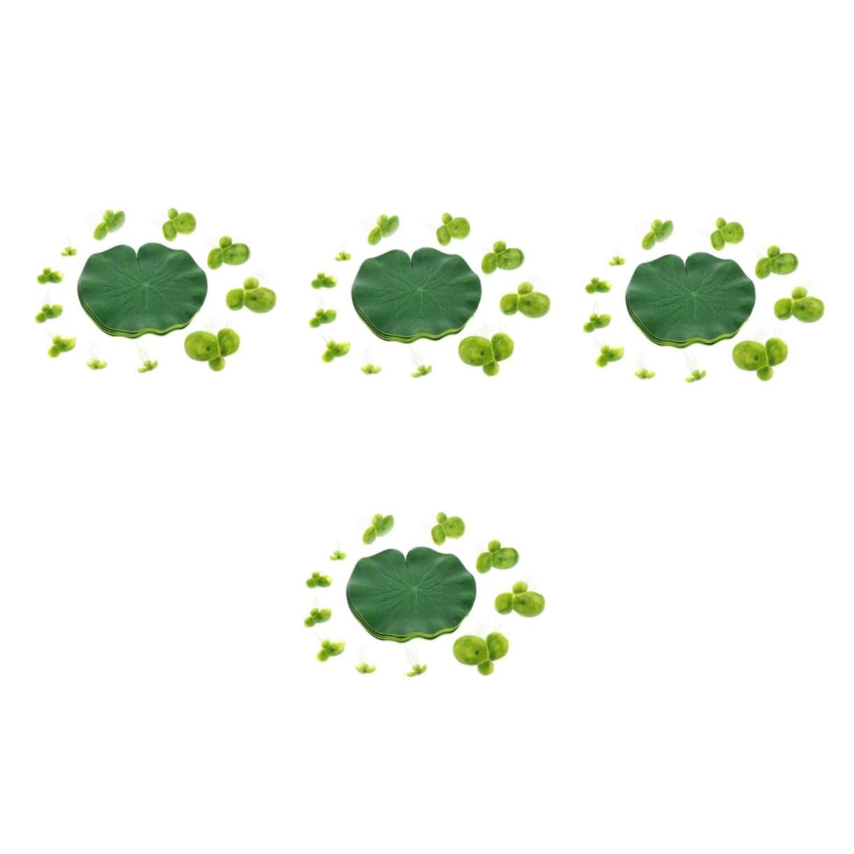 Ciieeo 4 Juegos Hoja de Loto de lenteja de Agua simulada Decoraciones de Acuario Plantas Artificiales Aqua Plant decoración pecera Plantas de Peces Betta Hierba de cría de Peces páginas