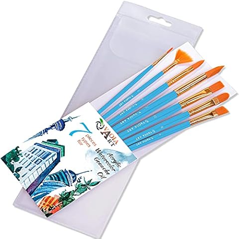 Paint Brush Set for Acrylic Painting Artist Paint Brushes Watercolor Brush Professional Oil Painting Brushes Gouache Paint Set for Body Small Craft Paint Brushes Blue Handle Cover