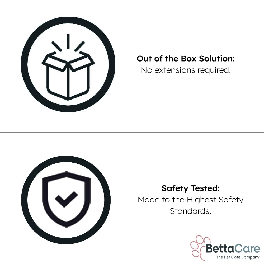 Bettacare Auto Close Pet Gate, 68.5cm - 75cm, Matt Black, Narrow Pressure Fit Stair Gate for Dog & Puppy, Safety Barrier for Narrow Doors Hallways and Spaces, Easy Installation - 5