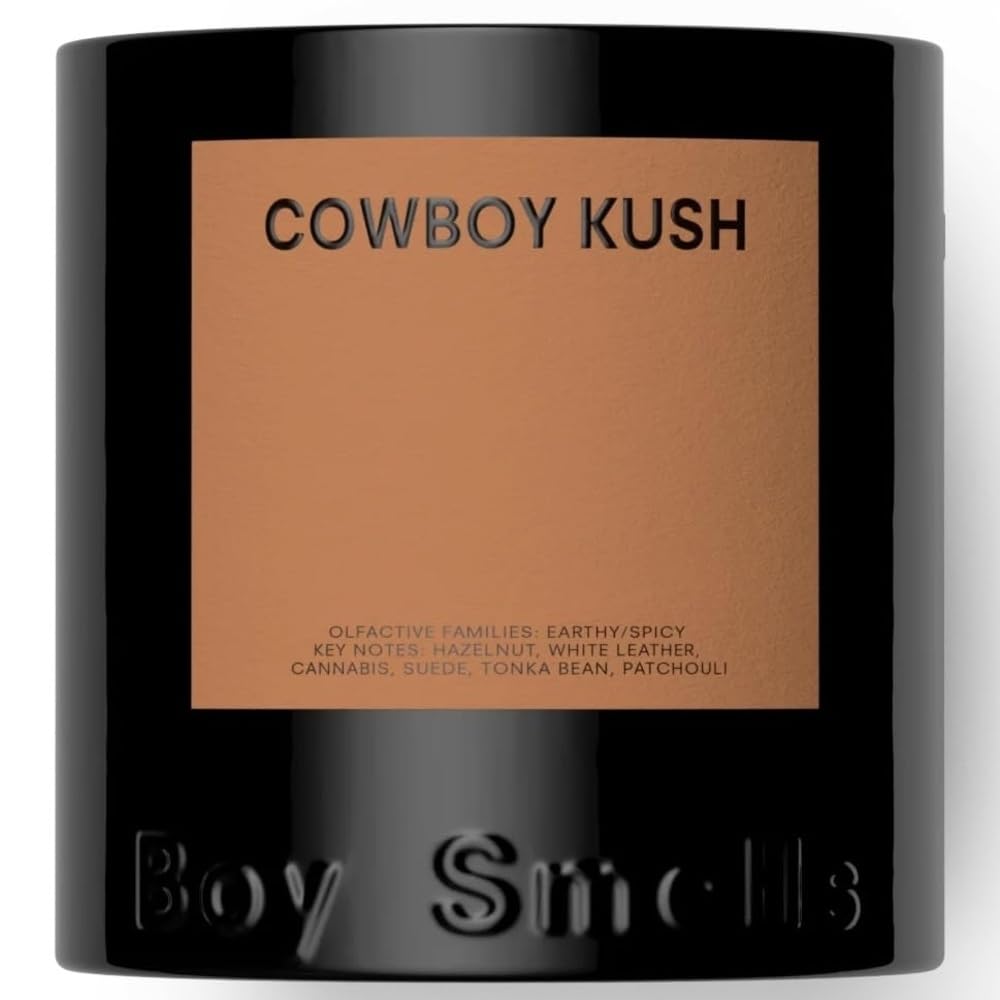 Boy Smells - Cowboy Kush Scented Candles for Men and Women - 8.5 oz - Soy, Coconut Wax Candle Blend - Aromatic Candles for Home with Suede, Saffron and Patchouli - 50-Hour Burn - Cotton Wick