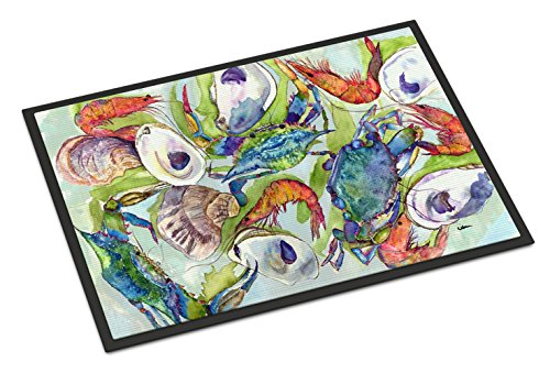 Caroline's Treasures 8547MAT Crab Doormat 18x27 Front Door Mat Indoor Outdoor Rugs for Entryway, Non Slip Washable Low Pile, 18H X 27W