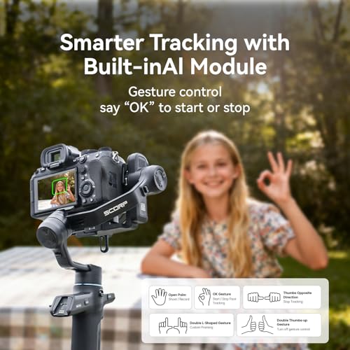 Image of FeiyuTech SCORP Mini 3 Pro Camera Gimbal Stabilizer, 3-Axis Built-in AI Track, 2kg Payload,14Hour Battery Life, Compatible Content Creation with Mirrorless, Compact, Action, Cameras and Smartphones