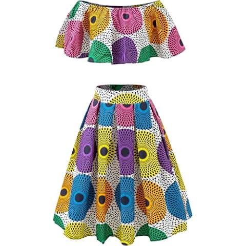SHENBOLEN African Print Skirt and Top Set Cover