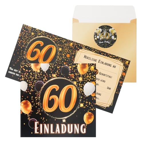 12 Einladungskarten 60 Geburtstag mit 12 Umschlägen und 12 Aufklebern,Einladungskarten Geburtstag 60,GeburtstagEinladungskarten Schwarz Gold,EinladungGeburtstag,EinladungenGeburtstag für Männer Frauen 12 Einladungskarten 60 Geburtstag mit 12 Umschlägen und 12 Aufklebern,Einladungskarten Geburtstag 60,GeburtstagEinladungskarten Schwarz Gold,EinladungGeburtstag,EinladungenGeburtstag für Männer Frauen
