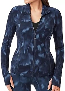 Member's Mark Zen Zip Up Semi Fitted Printed Active Jacket with Thumbholes Blue Tie Dye Print S