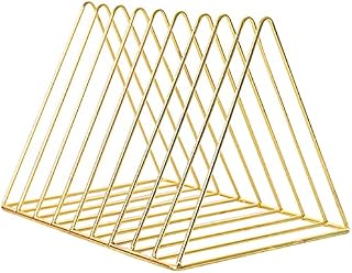 QQEE Newspapers Holder, Desktop Iron Storage Rack, Magazine Racks for Office, Stand Desktop Organiser, Triangle File Organizer, for Decor, Home, Office, Photography Props