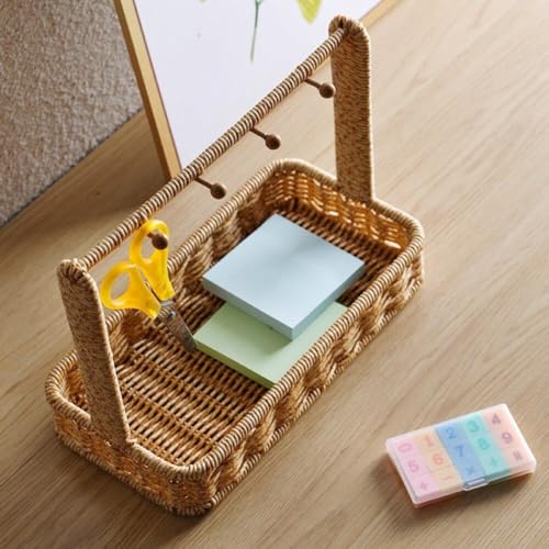 Panier pour collations et rangement bureau en osier tressé