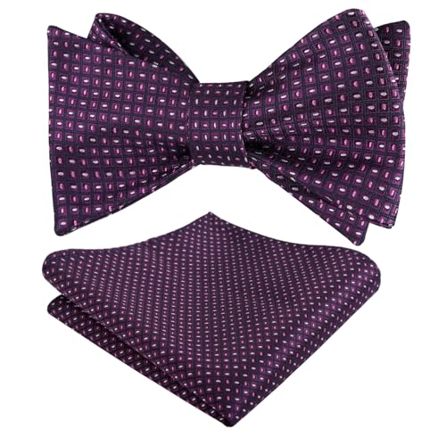 Image of Alizeal Mens 2pcs Solid Self-tied Bow Tie Set | Alizeal Mens 2pcs Self-tied Solid /Animal Bow Tie and Pocket Square Set Perfect for Wedding Business Formal Events