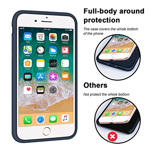 Iphone Se Case 2022/2020, Iphone 8 Case, Iphone 7 Case, Anuck Non-Slip Liquid Silicone Gel Rubber Bumper Phone Case Soft Microfiber Lining Hard Shockproof Protective Cases Cover 4.7", Dark Blue #TOP5
