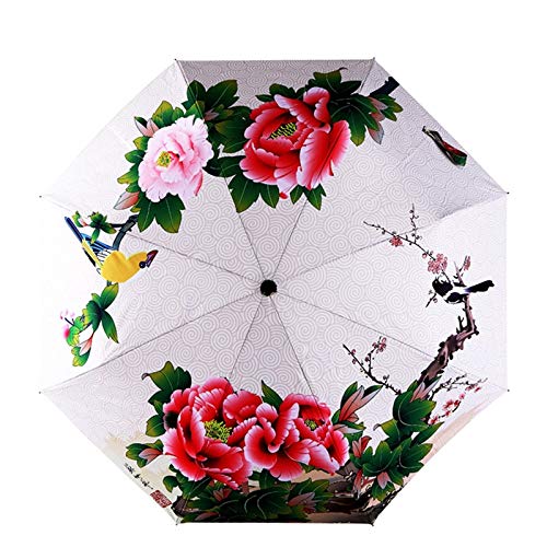 Parapluie pour pluie et soleil à fleurs pour femme contre les UV