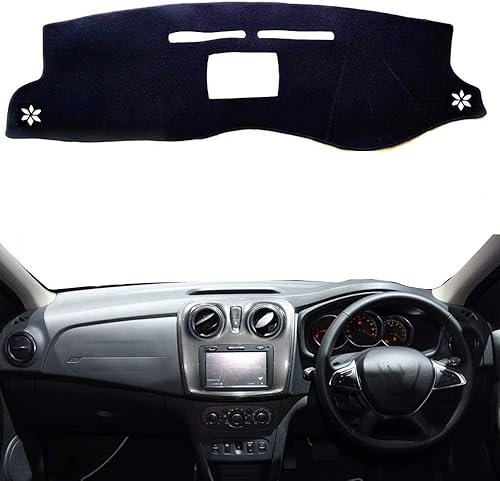 N2Qnice Alfombrilla de salpicadero para DaciaRenault Sandero II 2012-2015 2016 2017 2018 2019 2020 cubierta de salpicadero para coche