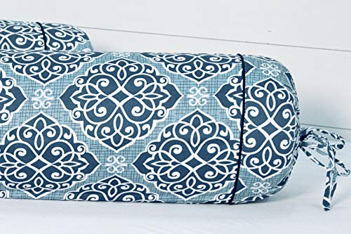 Image of AURAVE Cotton Satin 300 TC Bolster Cover with Drawstring Closure, Set of 2, Soft Breathable Durable Machine Washable for Sofa Bed & Home Decor, 15 inchx30 inch, Blue | Cover Only