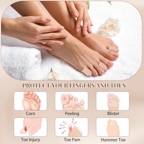 Image of Blulu 24 Pieces Toe Tubes 0.98 Inches Cushion Tube Corn Pads for Toes Sleeves Soft Gel Protectors for Cushions Corns Blisters Calluses 3 Size (Skin Color,Medium,Small)