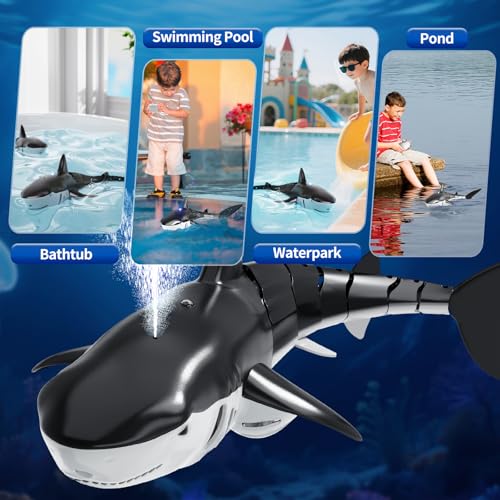 Image of JUKUDAHU 2.4Ghz Remote Control Shark Toys for Kids 6 7 8 Years Old, 1:18 Scale High Simulation Shark for Pool, Bath Toys for Toddlers, Electronic RC Sea Animal, Outdoor Water Gifts