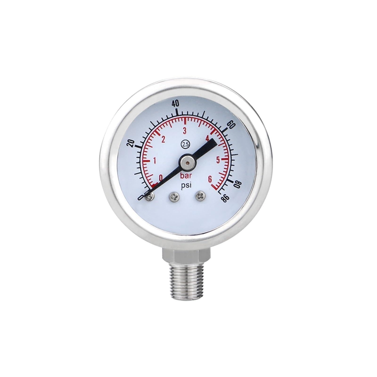 Manómetro de presión seca acero inoxidable, 40mm (1,5 "), conexión inferior 1~0 600bar/psi Gas y agua,Precisión del dial de precisión(M10-1,0-10MPa)