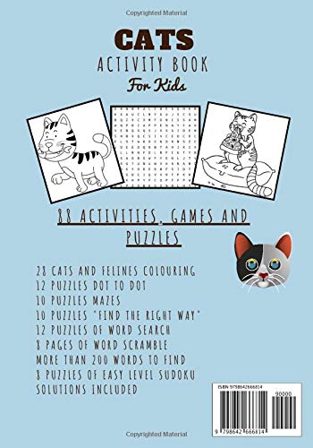 Cats activity book: For kids Age 4 - 8 Years Girls & Boys | Kindergarten Workbook, 88 activities and games to learn with fun | Discover with Cute Cat, ... Maze, Word Search & more | Educational Gift. image 2