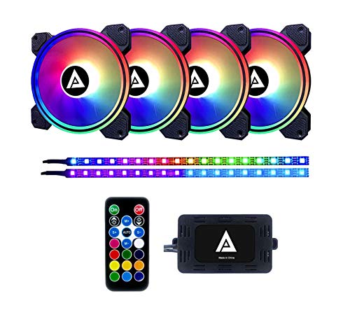 Apevia ET42-RGB Electro 120mm RGB Fan 4-Pack w/ 2 LED Strips & Remote image 5