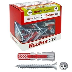 Fischer 544016 Duopower Anchors with Screw, 6 x 30 mm, for Solid Wall, Perforated Brick, Drywall