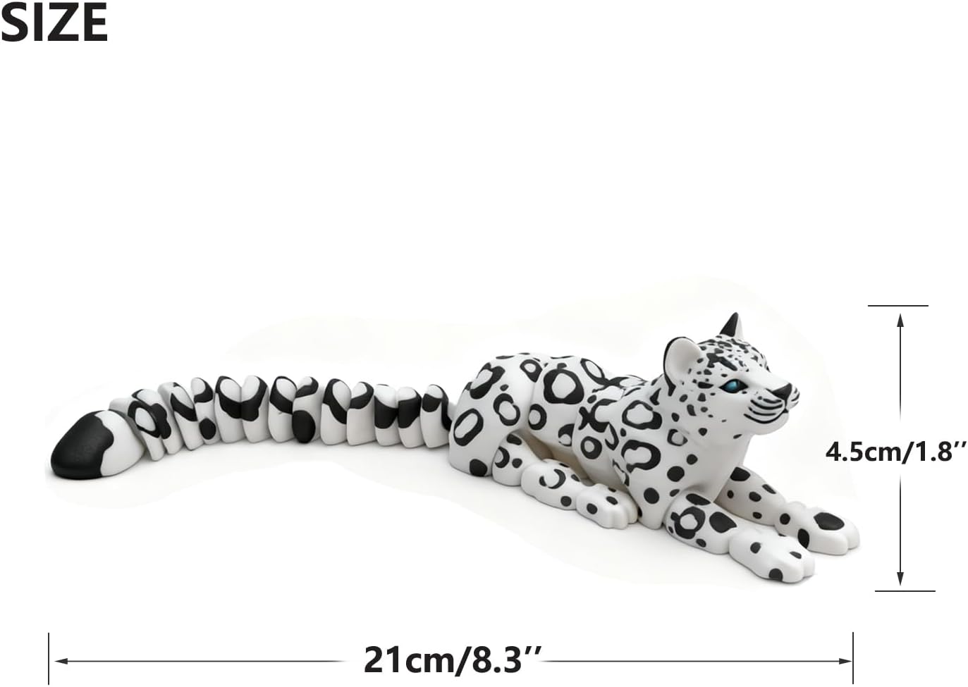 QINGMIAO 8.3'' 3D Printed Animals Snow Leopard Realistic, 3D Printed Toys for Adults Active Joint Fantastic Creature Figures，Articulated Fidget Toy Stress Relief (Snow Leopard)