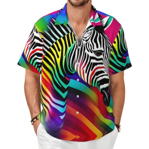 Chemises d'été pour homme zèbre multicolore, vêtement de plage chic