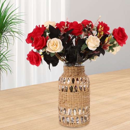 Jarrón florero de ratán tejido y moderno para decoración interior 7